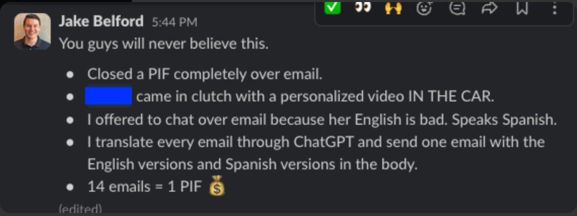 Email PIF translating in Spanish with ChatGPT.